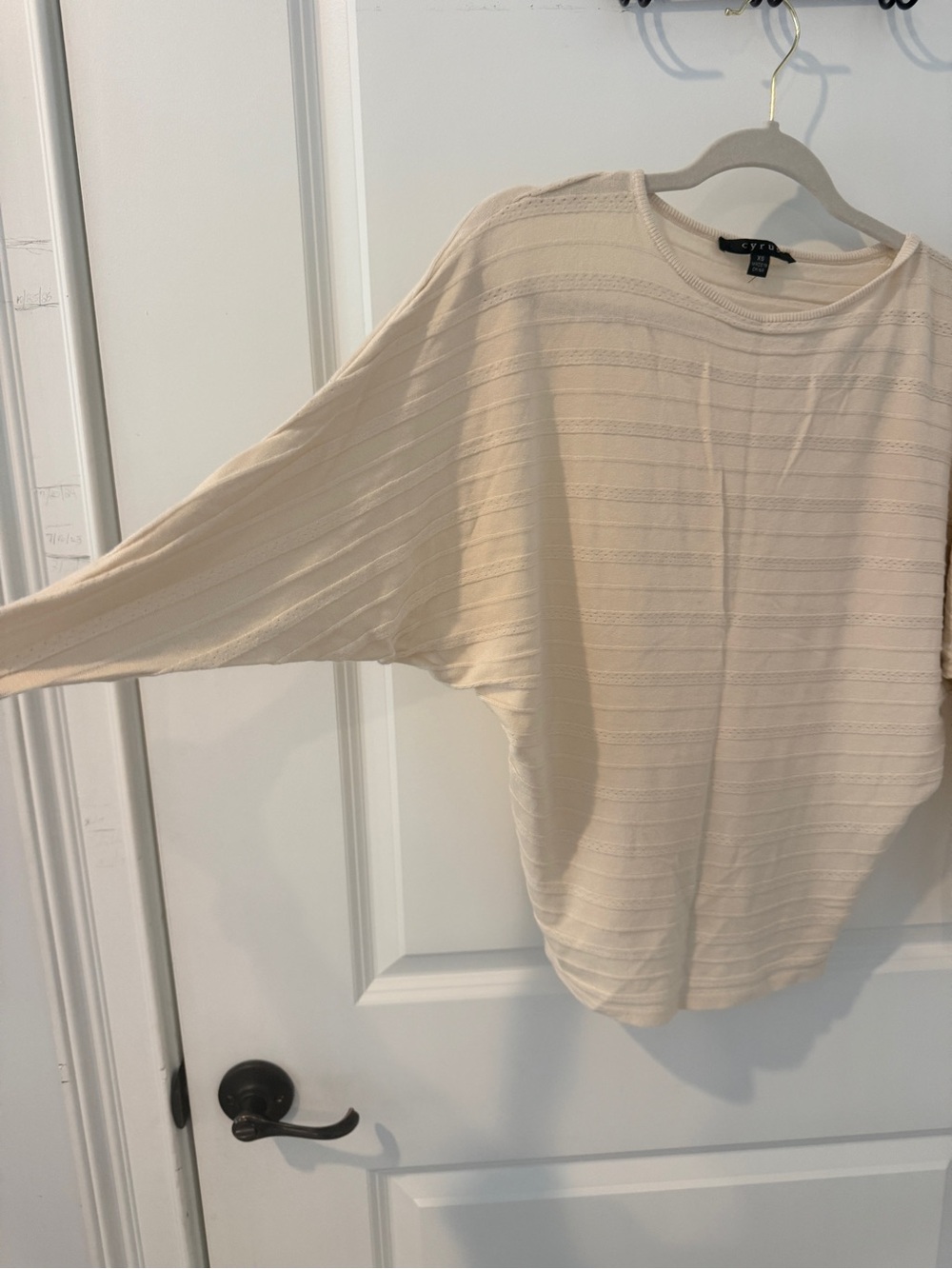Cyrus Light Cream Dolman Knit Sweatshirt